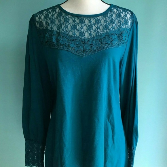 TAKE TWO Tunic Top Long Sleeve Green Size L. - Picture 1 of 7